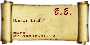 Bacsa Bató névjegykártya